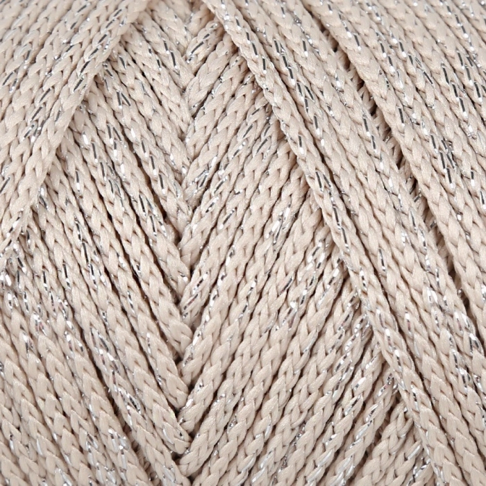 Loren Soft Star Makrome İpi Gümüş Simli Bej RM101