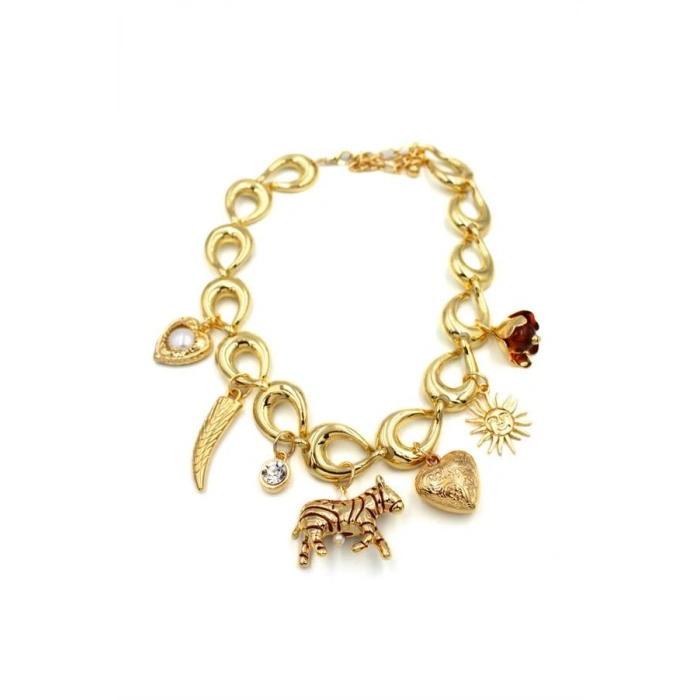 Metal Zebra Kolye - Altın