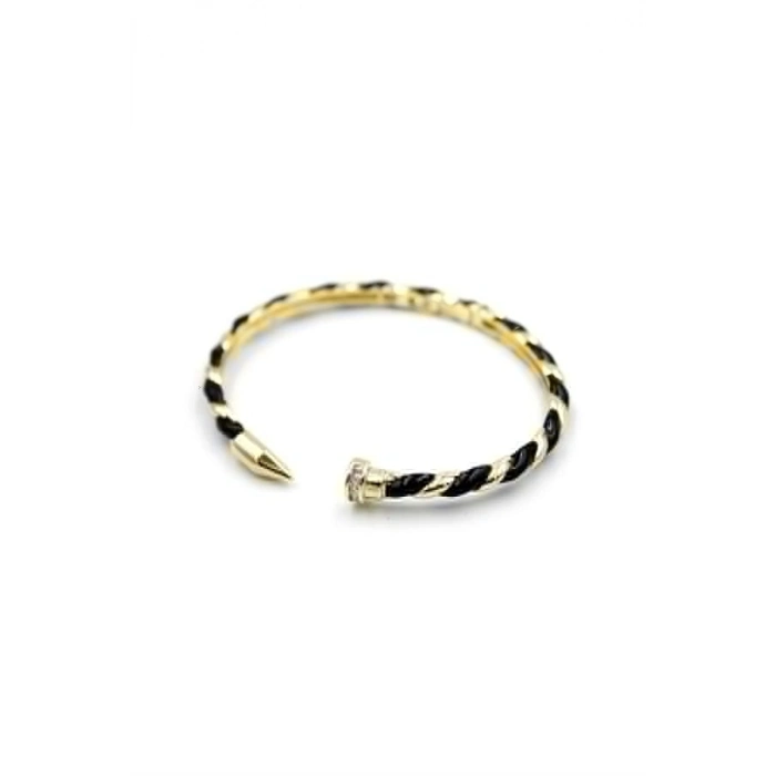 Mineli Çivi Bilezik - Siyah