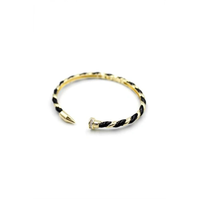 Mineli Çivi Bilezik - Siyah