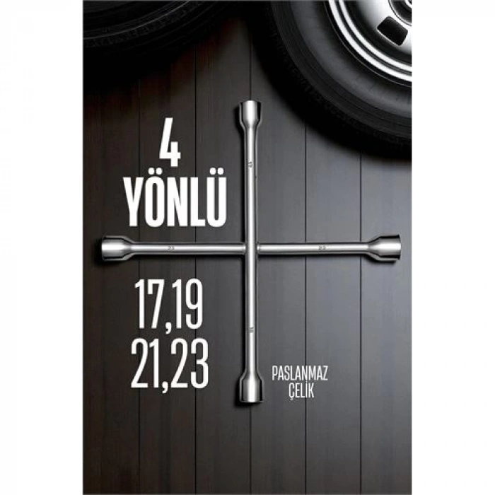 Bijon Anahtarı 4 Uçlu Çelik  Bijon Anahtarı