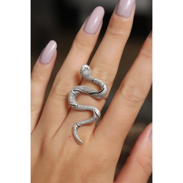 Otantik Yılan Tasarımlı Ayarlamalı Kadın Yüzük