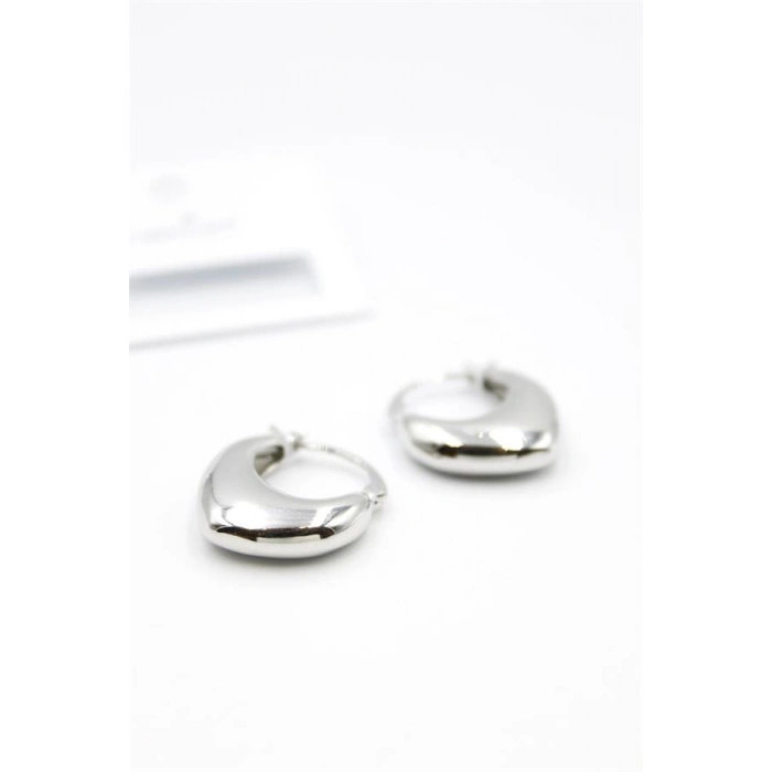 Oval Halka Küpe - Gümüş