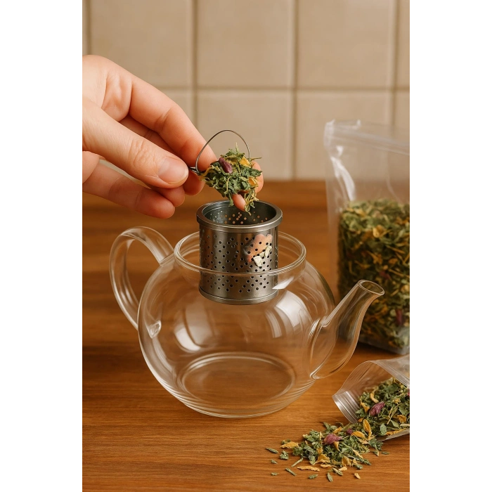 Paslanmaz Çelik Kapaklı Çay Süzgeci 8 cm