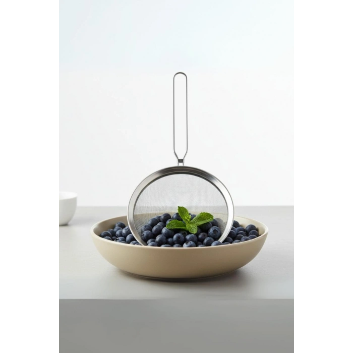 Paslanmaz Çelik Saplı Derin Süzgeç 28 cm Metalik Gri