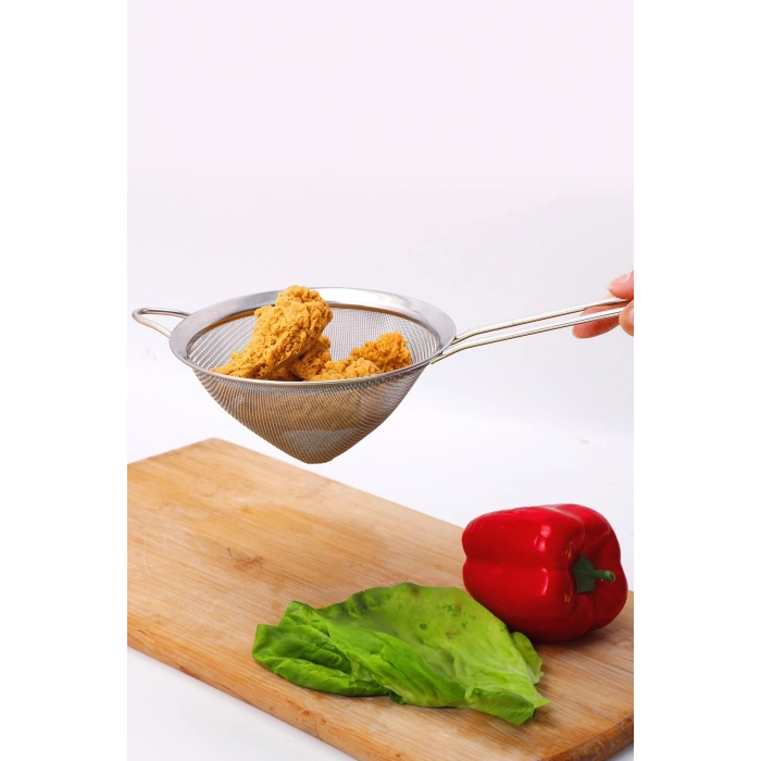 Paslanmaz Çelik Saplı Konik Süzgeç 14 cm