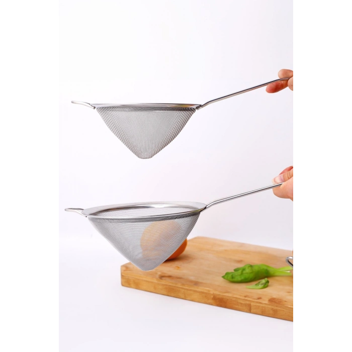 Paslanmaz Çelik Saplı Konik Süzgeç 14 cm