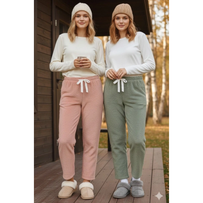 Peluşlu pijama alt oranj nr