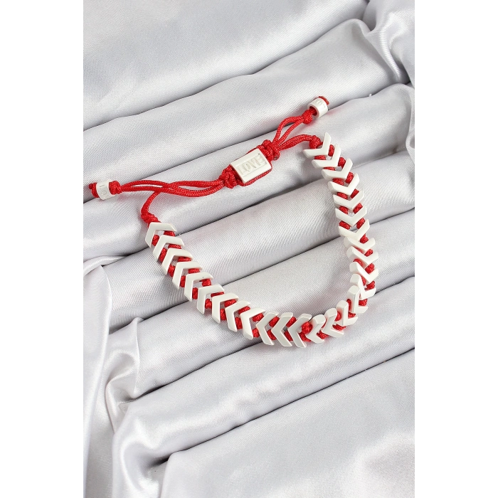 Pirinç Asansörlü Kırmızı Beyaz Juju Kadın Bileklik