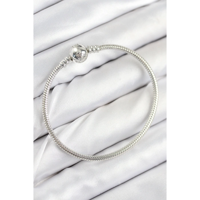 Pirinç Charm Topcuk Model Gümüş Renk Kadın Bileklik