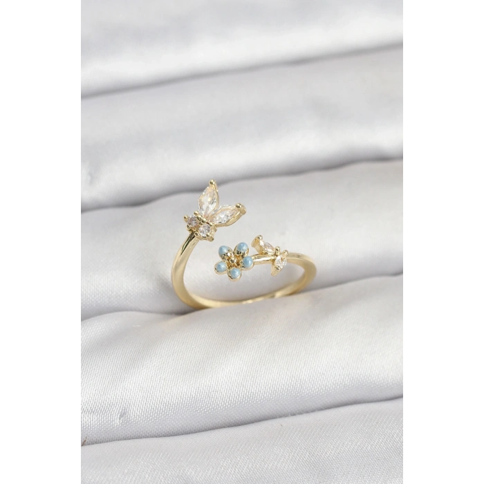 Pirinç Gold Renk Kelebek Model Kadın Yüzük