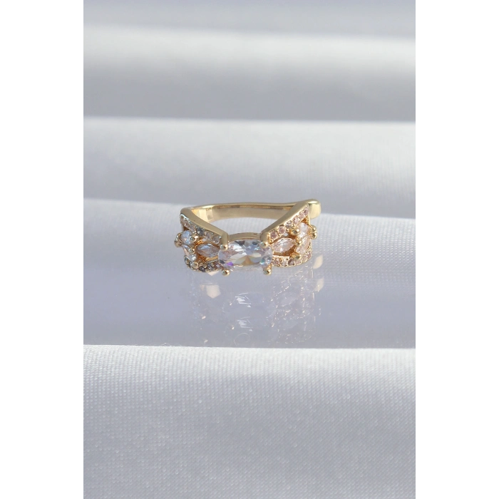 Pirinç Gold Renk Zirkon Taş Kaplama Earcuff Küpe