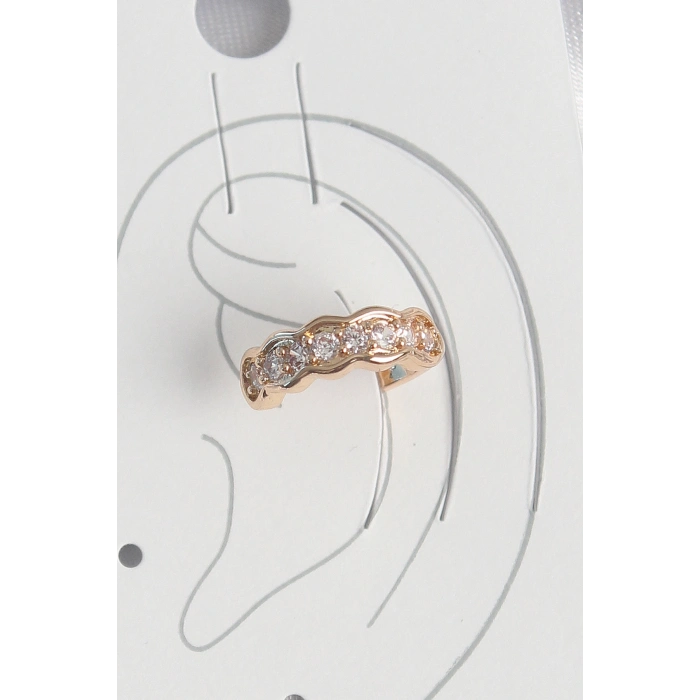 Pirinç Gold Renk Zirkon Taşlı Kadın Kıkırdak Küpe