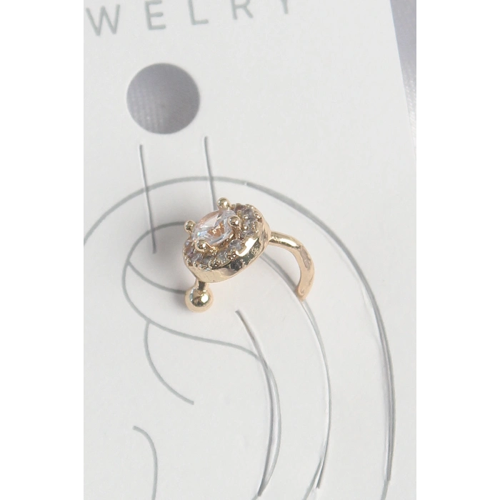 Pirinç Gold Renk Zirkon Taşlı Kadın Kıkırdak Küpe