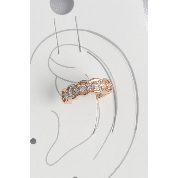 Pirinç Gold Renk Zirkon Taşlı Kadın Kıkırdak Küpe