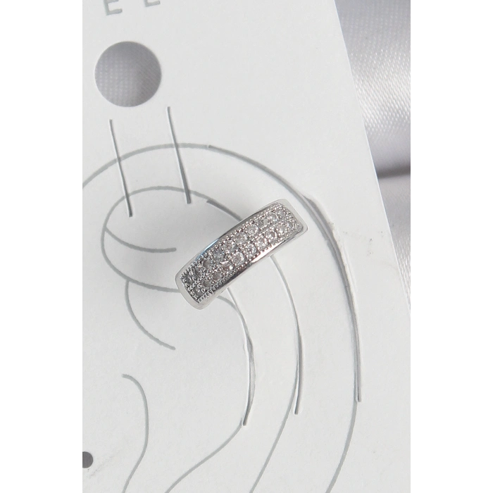 Pirinç Gümüş Renk Zirkon Taşlı Kıkırdak Model Kadın Küpe