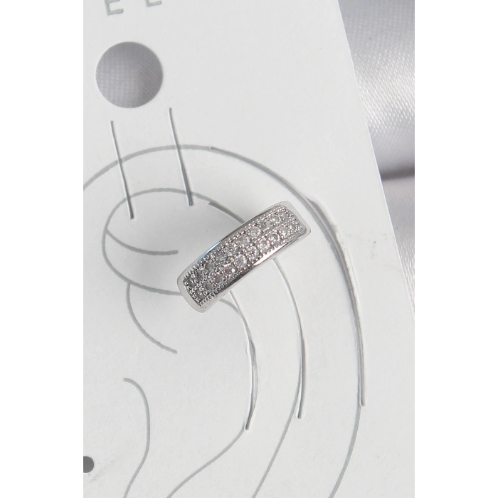 Pirinç Gümüş Renk Zirkon Taşlı Kıkırdak Model Kadın Küpe