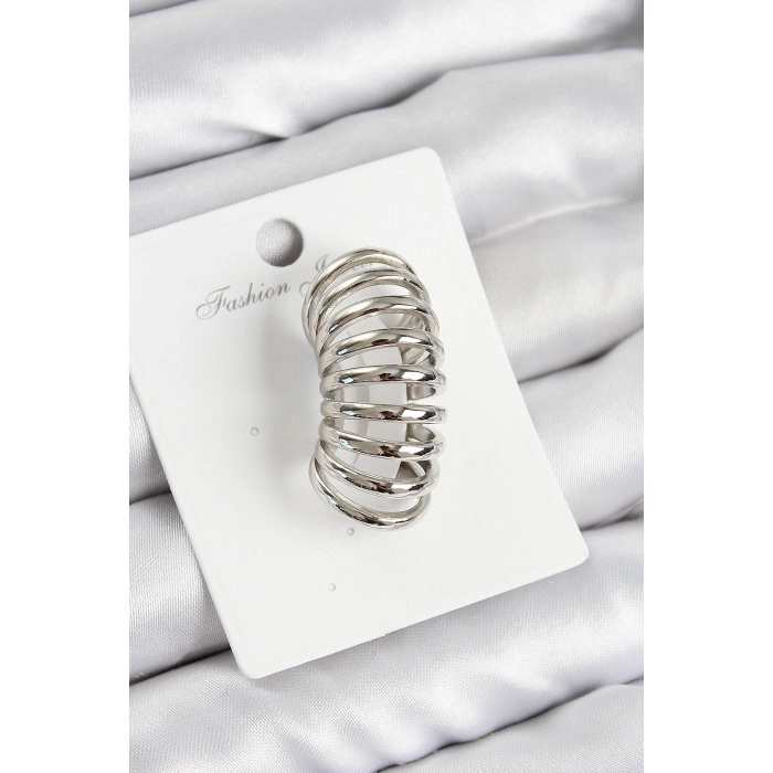 Pirinç Yay Model Gümüş Renk Sağ Kıkırdak Küpe