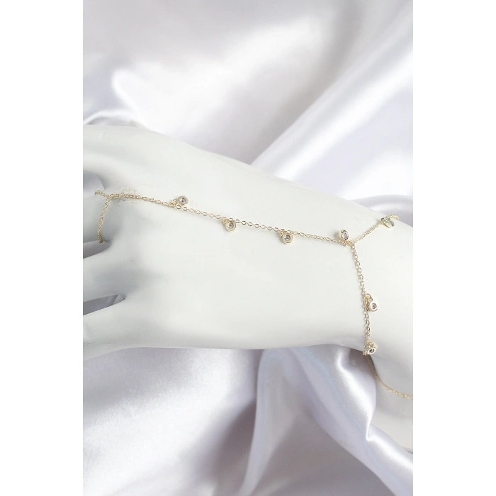 Pirinç Zirkon Taşlı Sallantılı Model Gold Renk Kadın Şahmeran