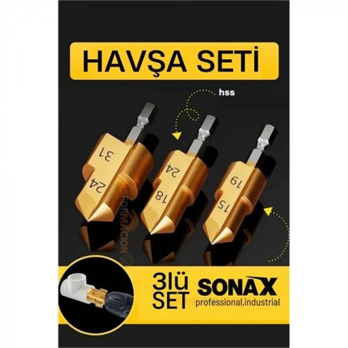 Plastik Boru Kalemtraş Kademeli Boru Açma Pvc Pprc Boru Tamir Delme Genişletme Onarımı İçin 3lü Havşa Seti