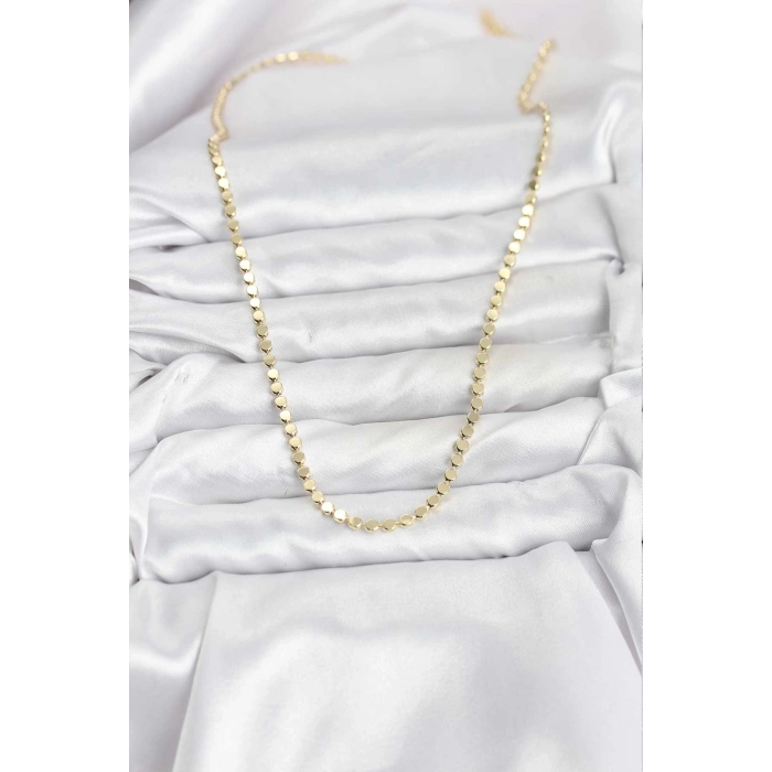 316L Çelik Zincir Gold Renk Ezme Zincir Model 65 cm Kadın Kolye