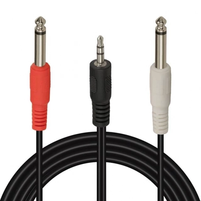 Powermaster Pm-13934 3.5 Mm Stereo Erkek - 2x6.3 Mm Mono Erkek Ses Kablosu (5 Metre)