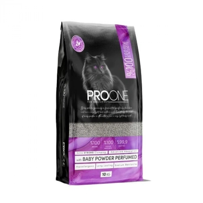 ProOne Hypoallergenic Bebek Pudrası Kokulu İnce Taneli Sodyum Bentonit Kedi Kumu 1 Adet 10 Kg