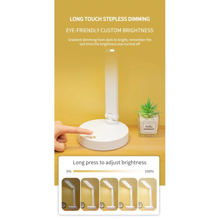 Ps-1960 Şarjlı Dokunmatik 3 Renk 40 Led Çalışma Okuma Işığı Çocuk Odası Ambiyans Modlu Gece Lambası