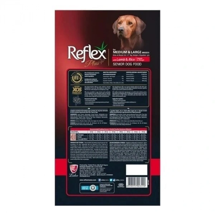 Reflex Plus Kuzulu Orta ve Büyük Irk Yaşlı Köpek Maması 3 Kg