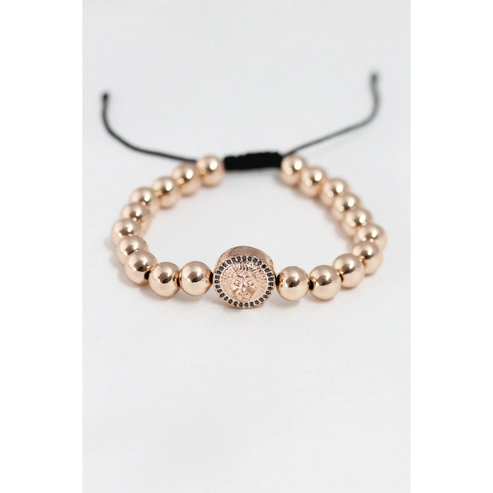 Rose Renk Çelik Zirkon Objeli Asansörlü Bileklik