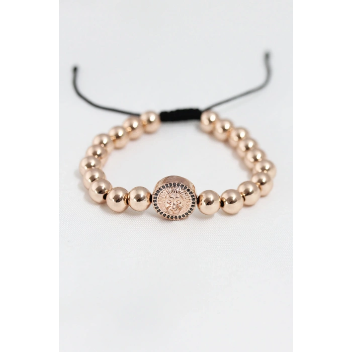 Rose Renk Çelik Zirkon Objeli Asansörlü Bileklik