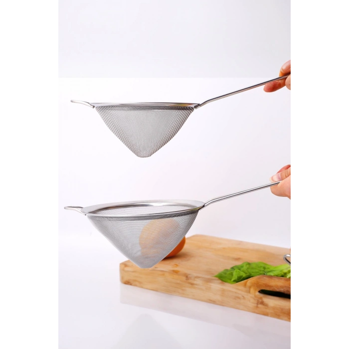 Saplı Tel Süzgeç 12 cm Paslanmaz Çelik Konik Mutfak Süzgeci