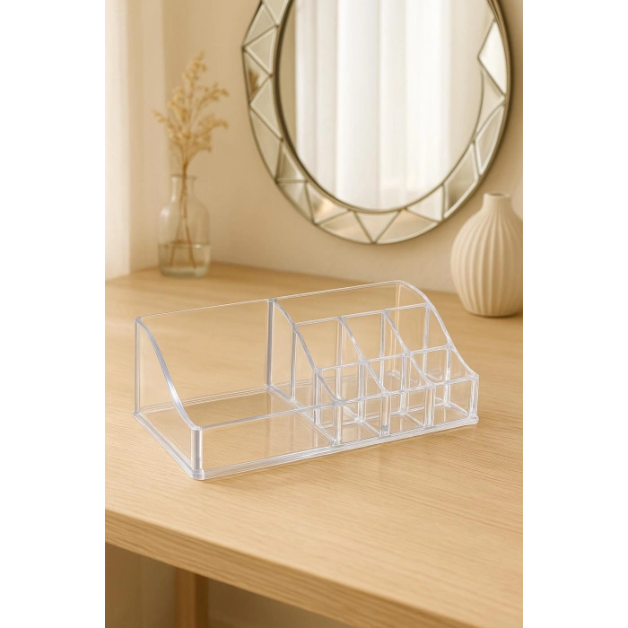 Şeffaf Piramit Makyaj Organizeri Düzenleyici 9×17×6 cm