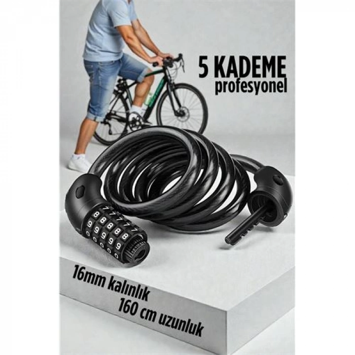 Şifreli Bisiklet Kilidi 16 mm Kalınlık 160 cm Scooter Motosiklet Kilidi - Çelik Kablo