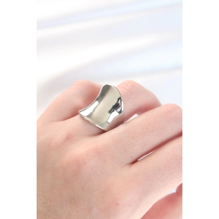 Silver Renk Ayarlanabilir Kavisli Ayna Yüzük