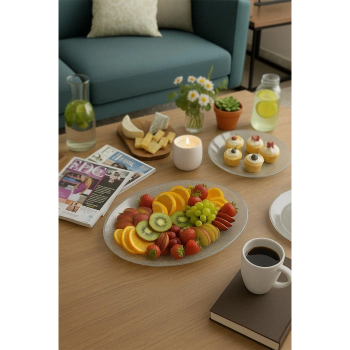 Silver Simli Büyük Kayık Tabak Sunum & Servis Tabağı - 26,5 x 39,5 cm