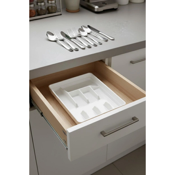 Soft Beyaz Akrilik Raf İçi Kaşıklık 26,5×34,5×4,5 cm