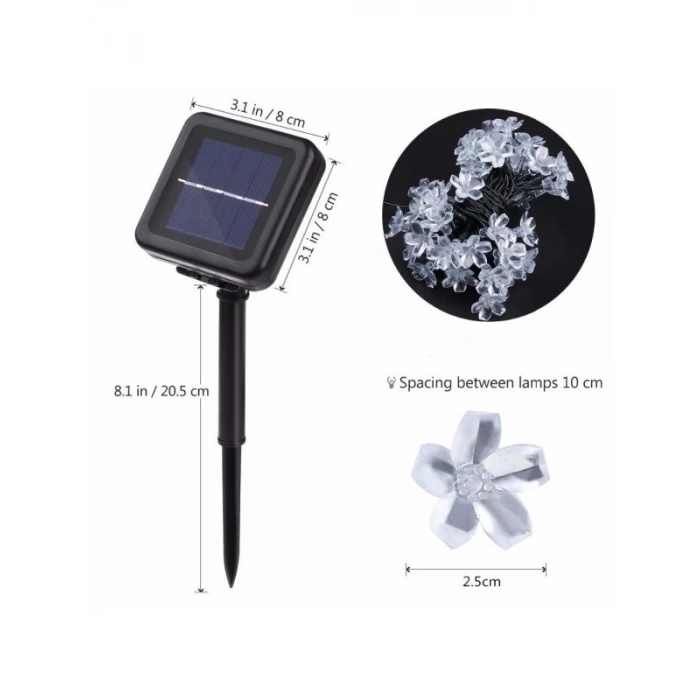 Solar 30 Ledli Çiçekli Günışığı Bahçe Aydınlatma Dekorasyon Güneş Enerjili