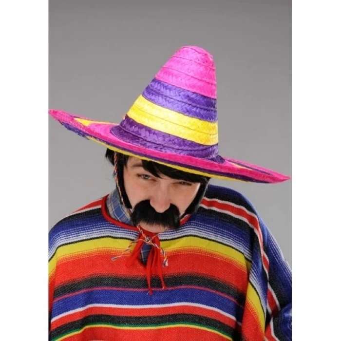 Sombrero Meksika Şapkası Renkli Örme Hasır Yetişkin Boy