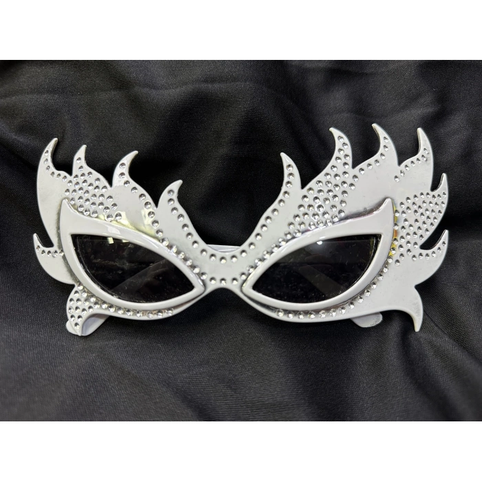 Taşlı Beyaz Alev Parti Gözlüğü