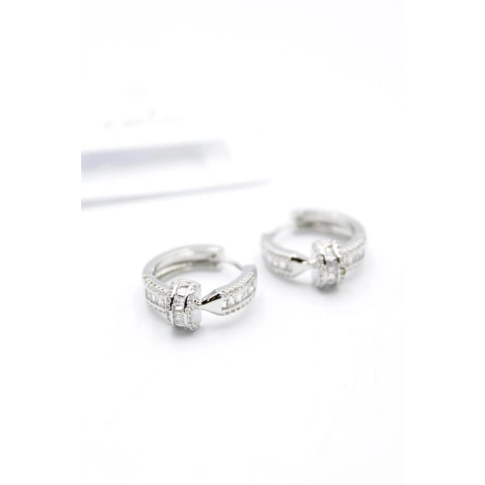 Taşlı Çivi Küpe - Gümüş