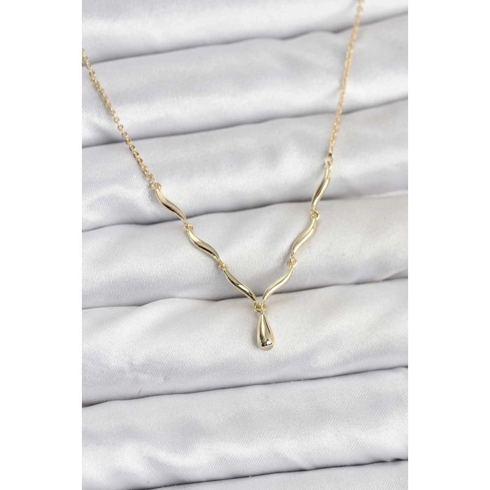 Pirinç Gold Renk Damla Model Kadın Kolye