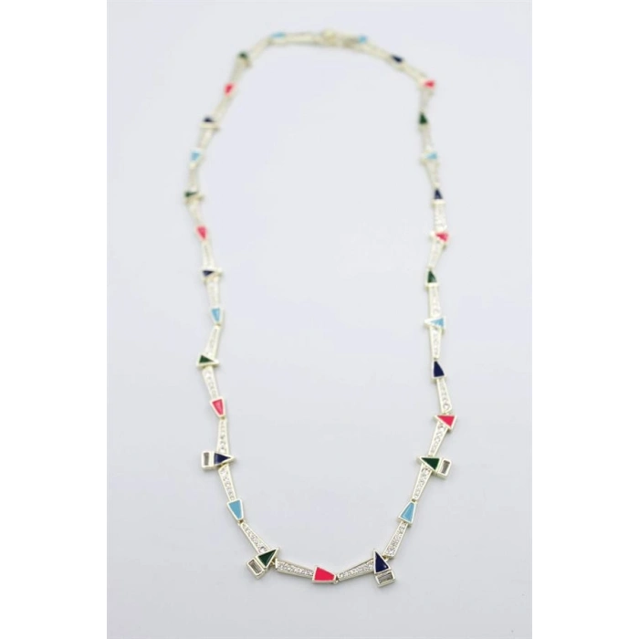 Taşlı Marka Kolye - Altın