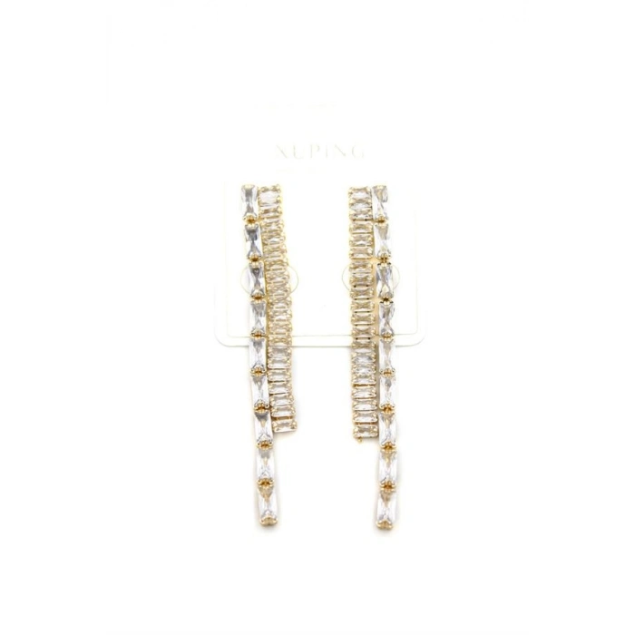 Taşlı Sallantılı Küpe - Altın