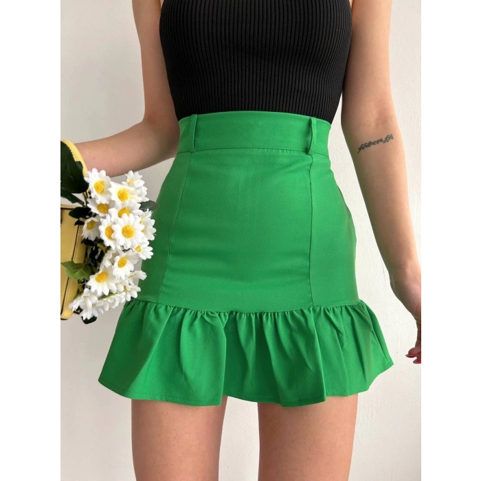 TAVSİYE EDİLEN GÜVENLİ SATICI Altı fırfırlı etek yeşil s24817