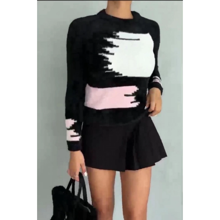 TAVSİYE EDİLEN GÜVENLİ SATICI Bıyıklı triko kazak siyah