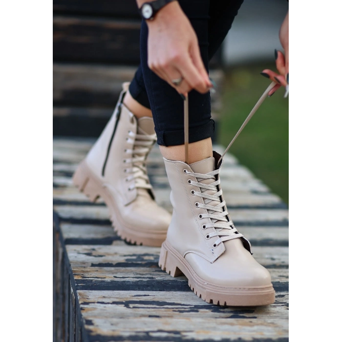 TAVSİYE EDİLEN GÜVENLİ SATICI Bria  Nude Cilt Bağcıklı Bot