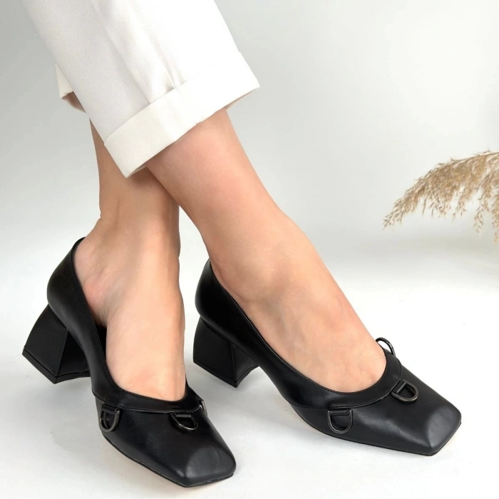 TAVSİYE EDİLEN GÜVENLİ SATICI Cande Siyah Cilt Topuklu Ayakkabı