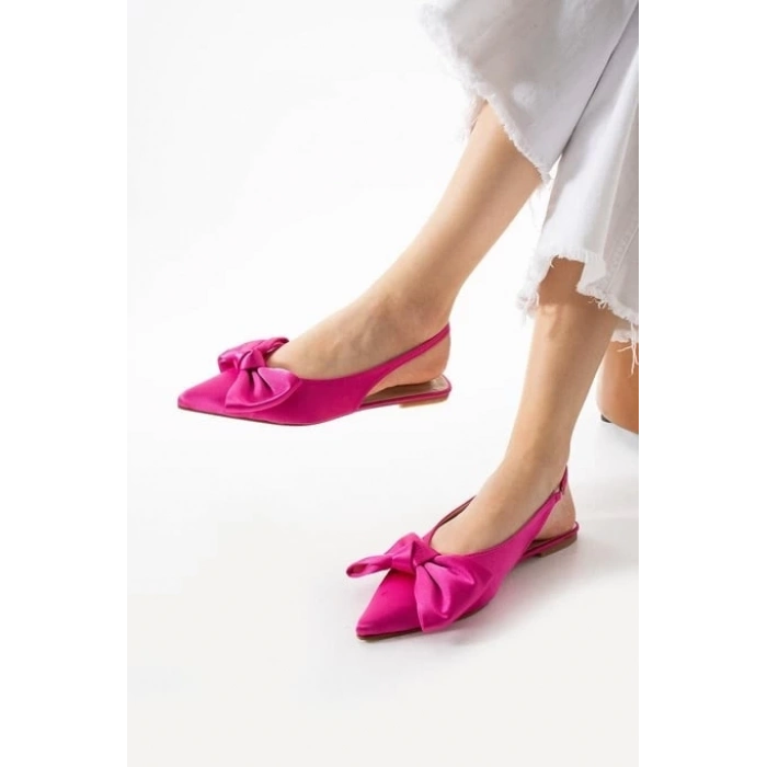 TAVSİYE EDİLEN GÜVENLİ SATICI Cenya Fuşya Saten Babet Ayakkabı