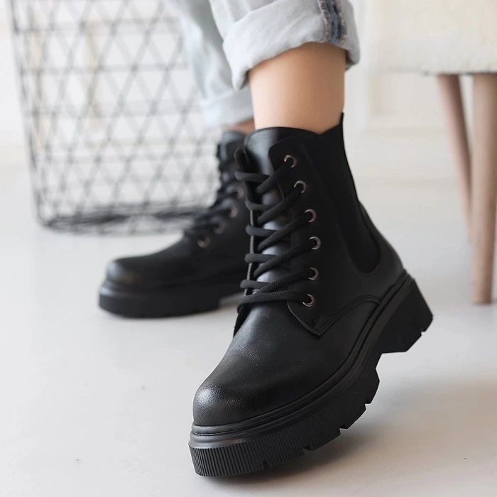 TAVSİYE EDİLEN GÜVENLİ SATICI Daum Siyah Cilt Bağcıklı Bot